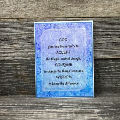 Healing serenity card with prayer for recovery and inner peace.