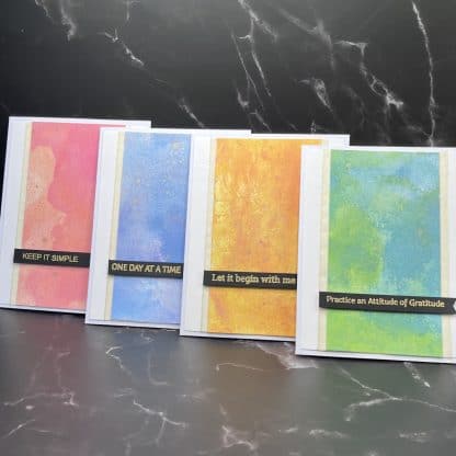 Colorful healing affirmation cards for recovery and positivity, handmade recovery cards for emotional support.