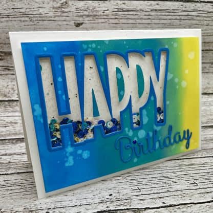 Customized handmade birthday card with colorful sequins. Perfect for celebrating birthday milestones or recovery birthday milestones.