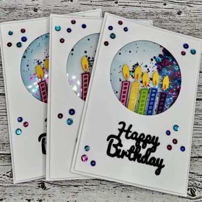 Three joyful candles birthday shaker cards