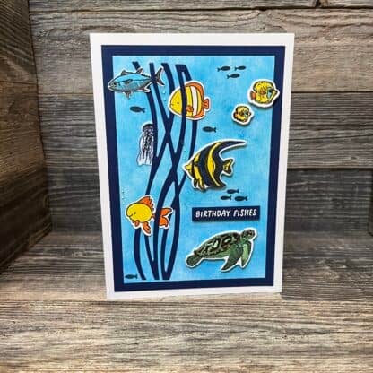 Birthday fishes under the sea card